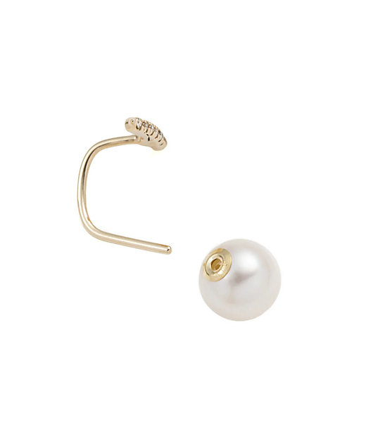 ショートバー ダイヤモンド ピアス ／ パール キャッチ ※シングル（右