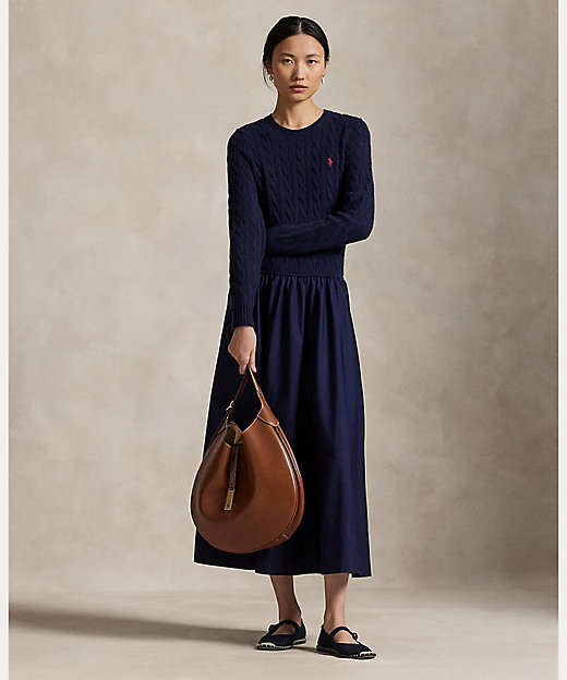 ハイブリッド ケーブル セーター ドレス