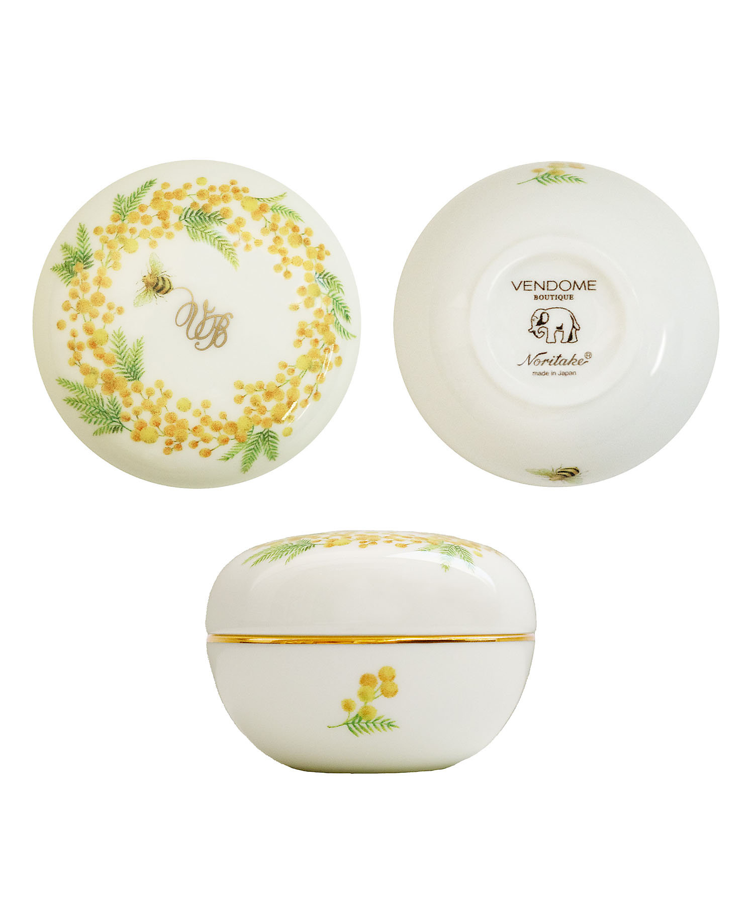 ミモザ ブローチ・ノリタケ ボンボニエールセット VBRD6156