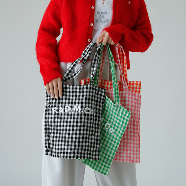 R & D.M.Co- オールドマンズテーラー リネン ギンガムチェック トート