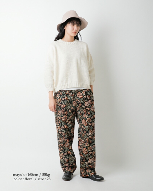 chimala チマラ フローラル ヘリンボーン トラウザー パンツ cs40