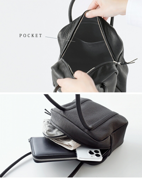 Aeta アエタ DA107 SQUARE BOSTON Long handle S ディアレザー