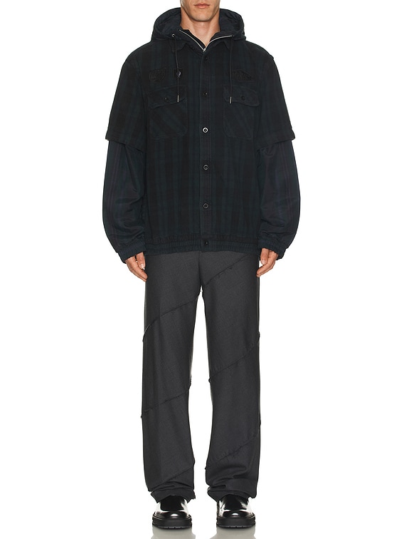 Sacai Gonz Multi Patch Plaid Hoodie in Black | FWRD
