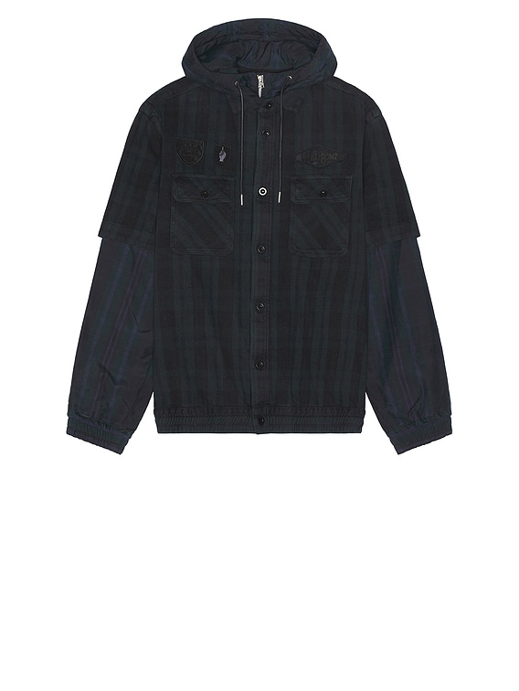 Sacai Gonz Multi Patch Plaid Hoodie in Black | FWRD