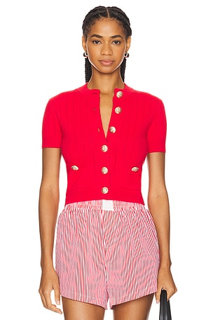 Lovers and Friends Romie Short Sleeve Cardigan in Red | REVOLVE