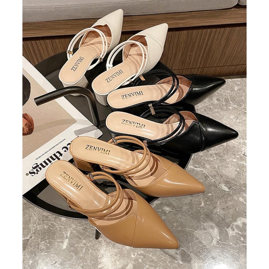 aimoha（アイモハ） 【Jasmine】ポインテッドトゥ太ヒールミュール