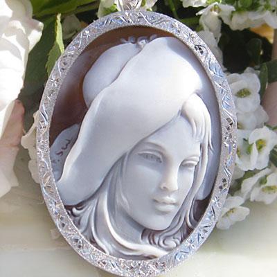 CAMEO（カメオ） Franco Scala作 シェルカメオ 天然ダイヤモンド 0.04