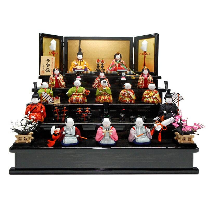 原孝洲 ひな人形 雛人形 コンパクト 木目込み 五段飾り 十五人飾り