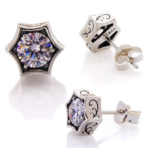 シルバーピアス メンズ ピアス ヘキサゴン 六角形 アラベスク pi0461