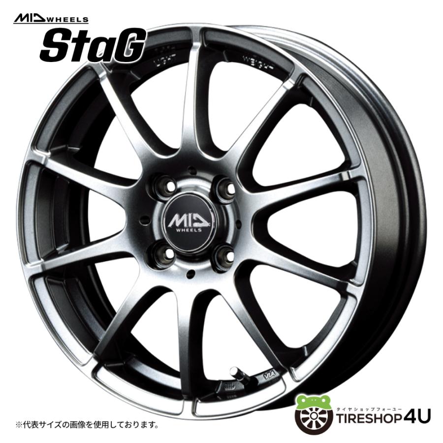 マルカサービス 4本購入で送料無料 MID WHEELS StaG 14x4.5J 4/100 +43