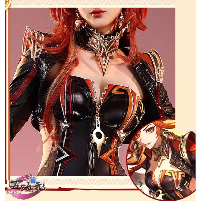 三分妄想 原神 コスプレ マーヴィカ 炎神 衣装 ※ウィッグ 靴 武器 追加