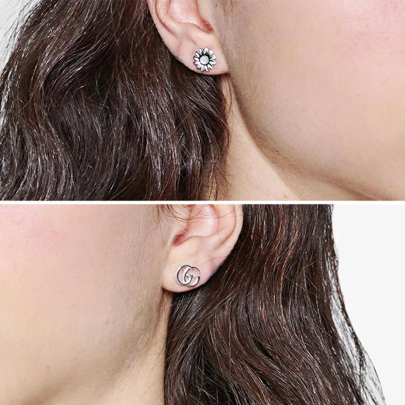 GUCCI（グッチ） ダブルG フラワー スタッズ ピアス アシンメトリー 両
