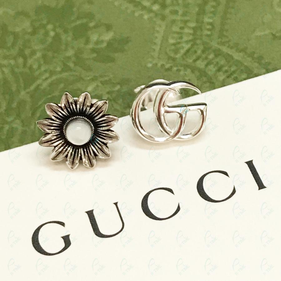 GUCCI（グッチ） ダブルG フラワー スタッズ ピアス アシンメトリー 両