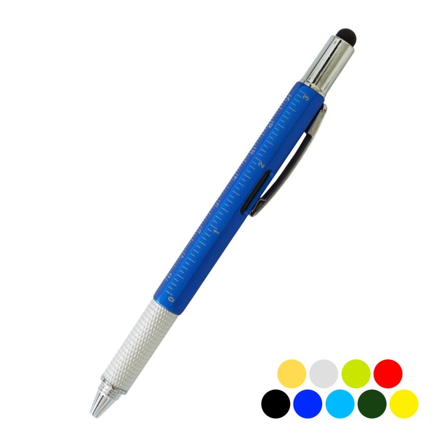 多機能ペン 6in1 ボールペン タッチペン ものさし 水平器 プラス