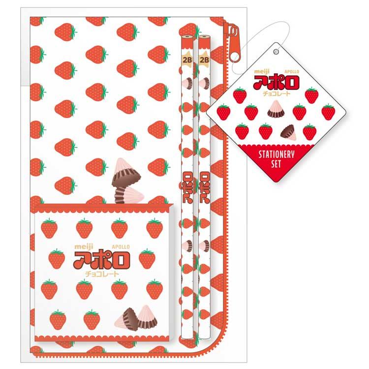 アポロ 文具ギフトセット 512044 おやつマーケット ペンポーチ メモ 2B