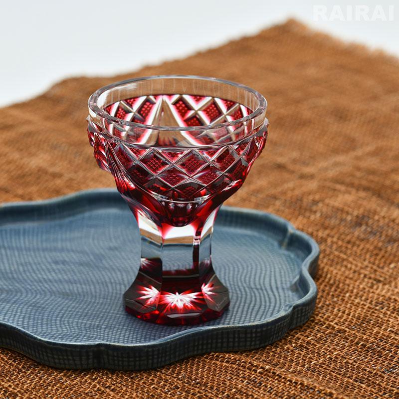 薩摩切子 創作 馬上杯 島津薩摩切子 金赤 黄 薩摩ガラス工芸 鹿児島