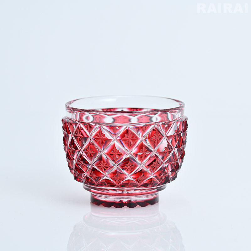 薩摩切子 猪口 大 cut34 金赤 おちょこ お猪口 復元 鹿児島 島津薩摩