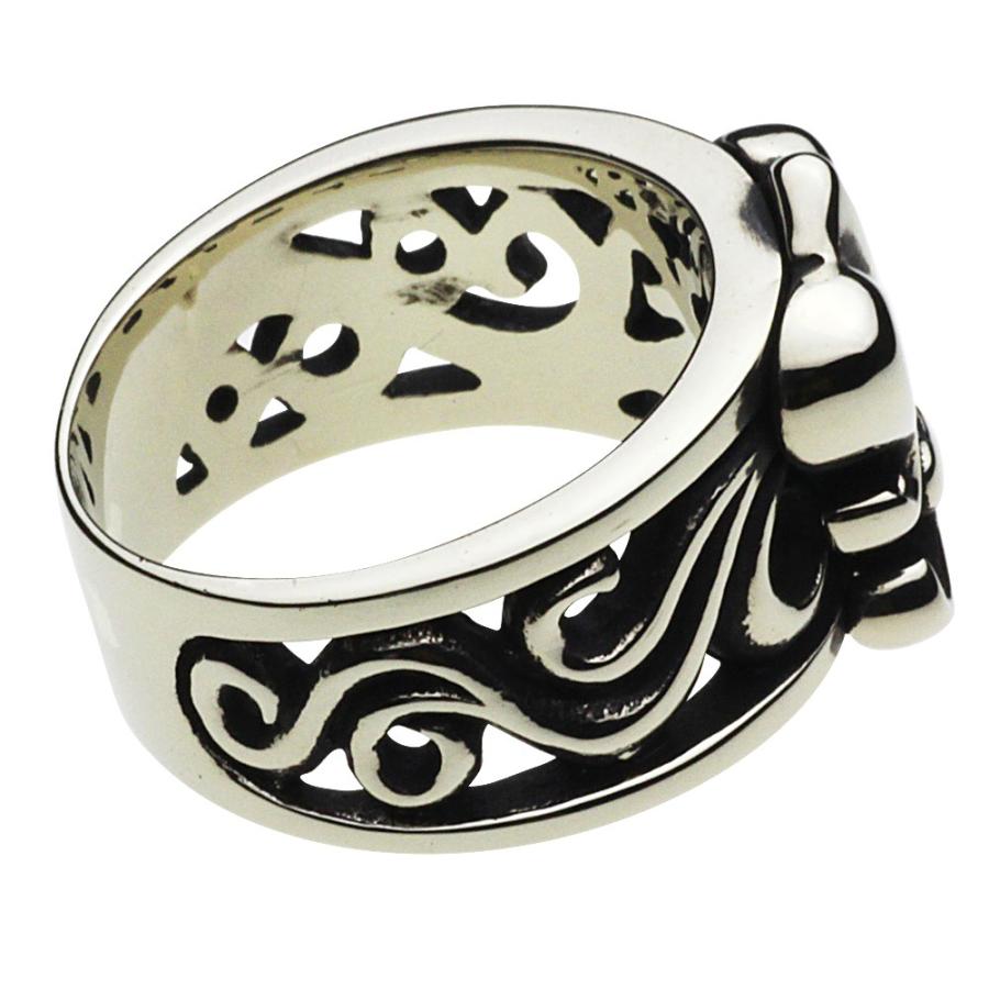 cenote リング 指輪 ホワイトメタル アクセサリー 百合の紋章唐草 極太