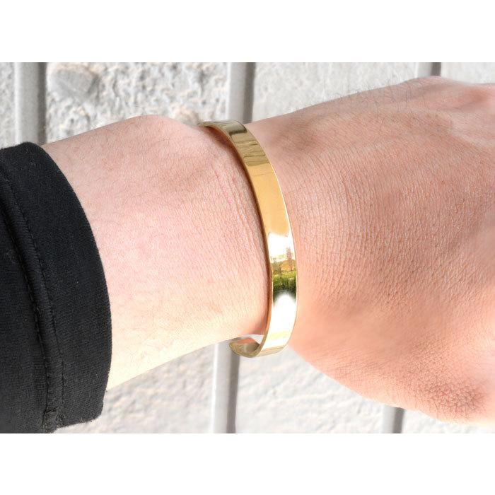 K18 メンズ バングル 18金 ブレスレット イエローゴールド 平打ち 幅広