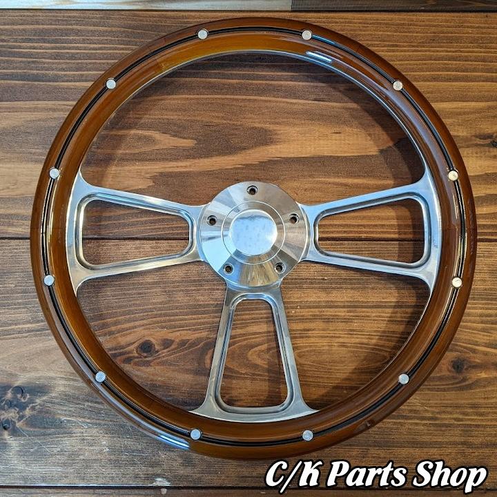 ビレットステアリングホイール 14インチ Φ35cm マッスル マホガニー