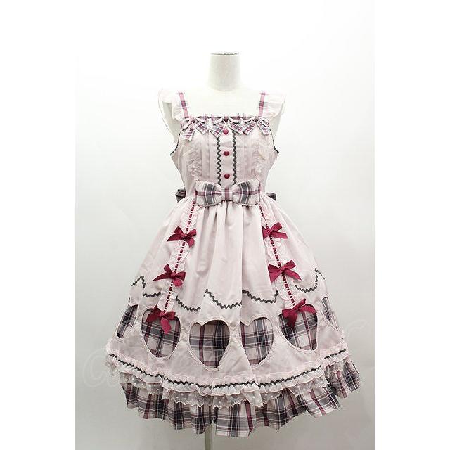 Angelic Pretty / Heartfulチェックジャンパースカート ピンク I-25-03