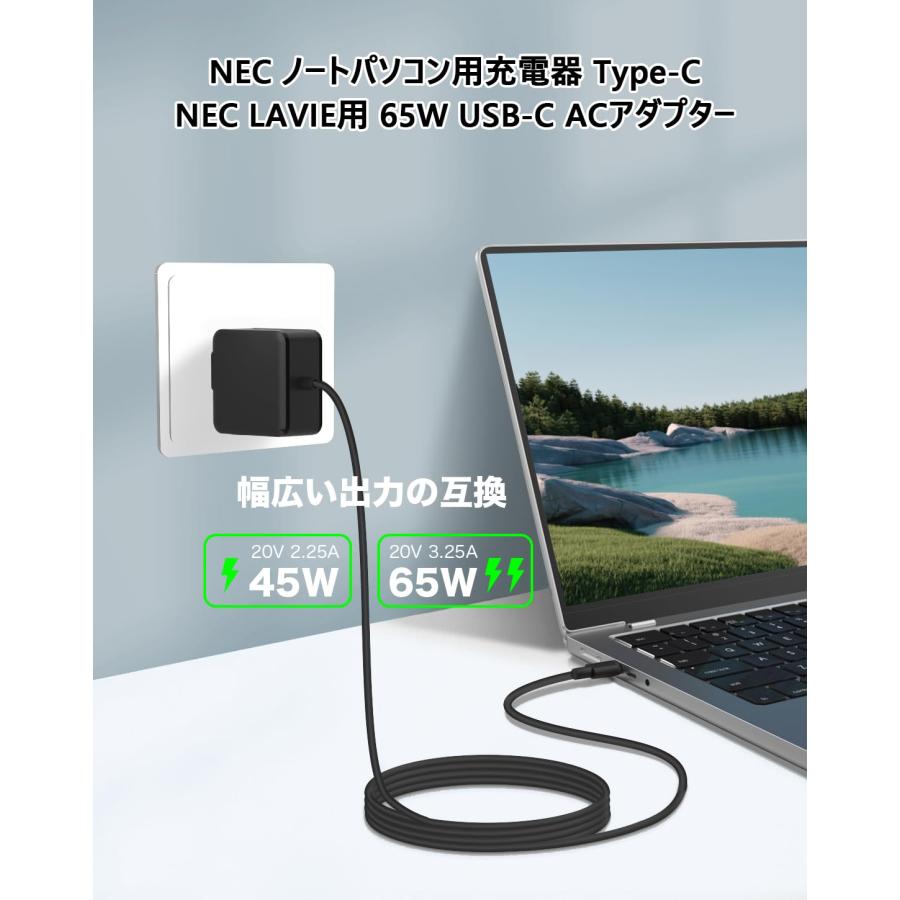 NEC 用 acアダプター Type-C 65W 45W 20V 3.25A PD対応 LAVIE用 PC-VP