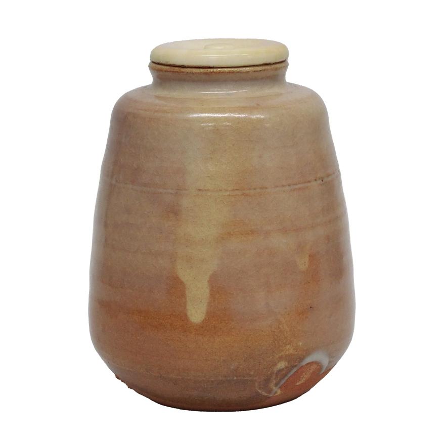 十代三輪休雪（休和） 萩茶入 仕覆2枚 茶道具 共箱 人間国宝 y-317