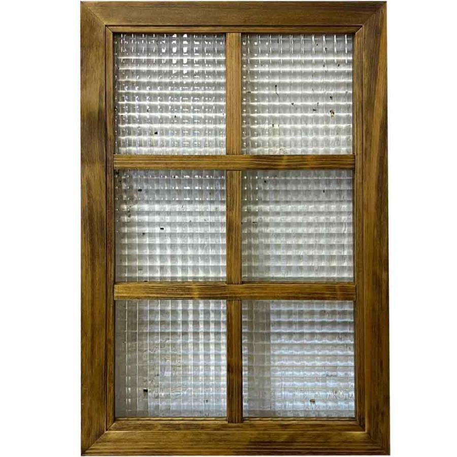 ガラスフレーム アンティークブラウン チェッカーガラス 両面仕様桟