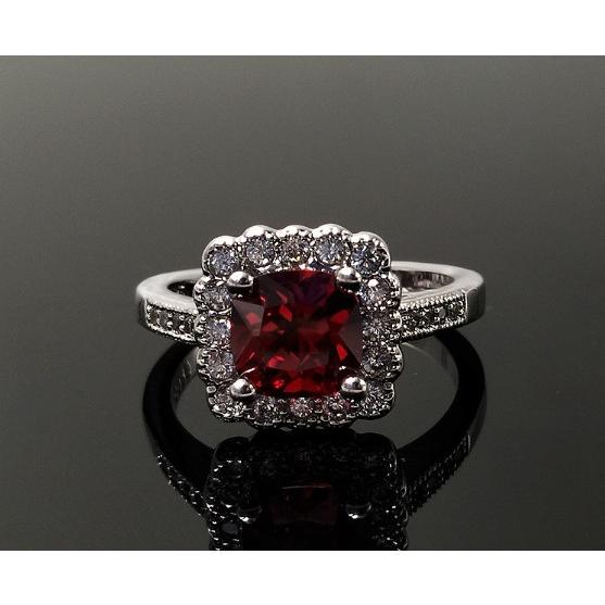 指輪 レディース レッド キュービックジルコニア スクエア リング 紅色