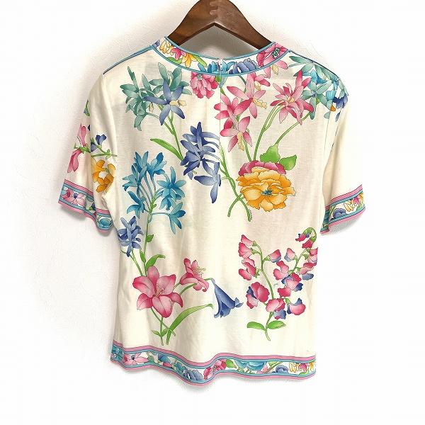 LEONARD（レオナール） #sxc カットソー L 白 ピンク 水色 花柄 半袖