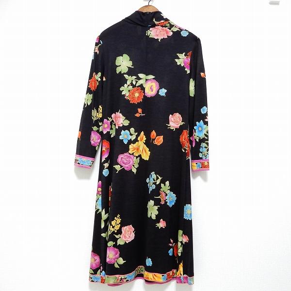 LEONARD（レオナール） #anc ワンピース ロング M 黒 ピンク 花柄