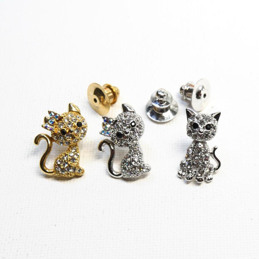 サインなしクリスタルラインストーン 子猫 ブローチピン 楽天市場