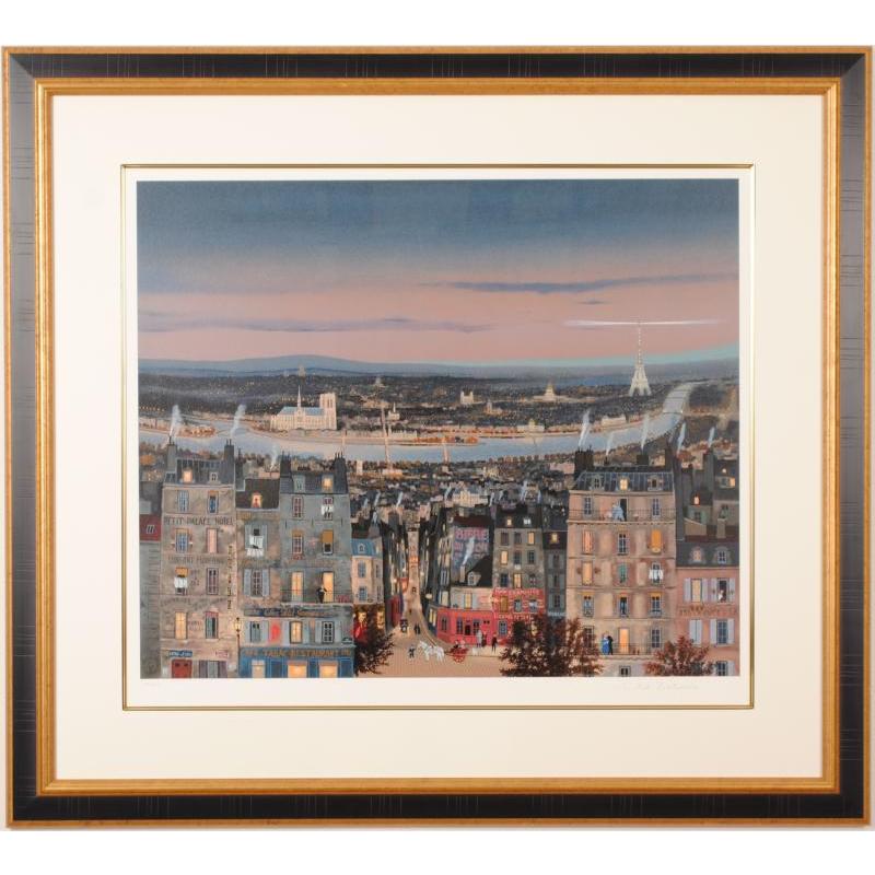 ミッシェル・ドラクロワ 夜の左岸 パリ 絵画 風景画 夜景 フランス