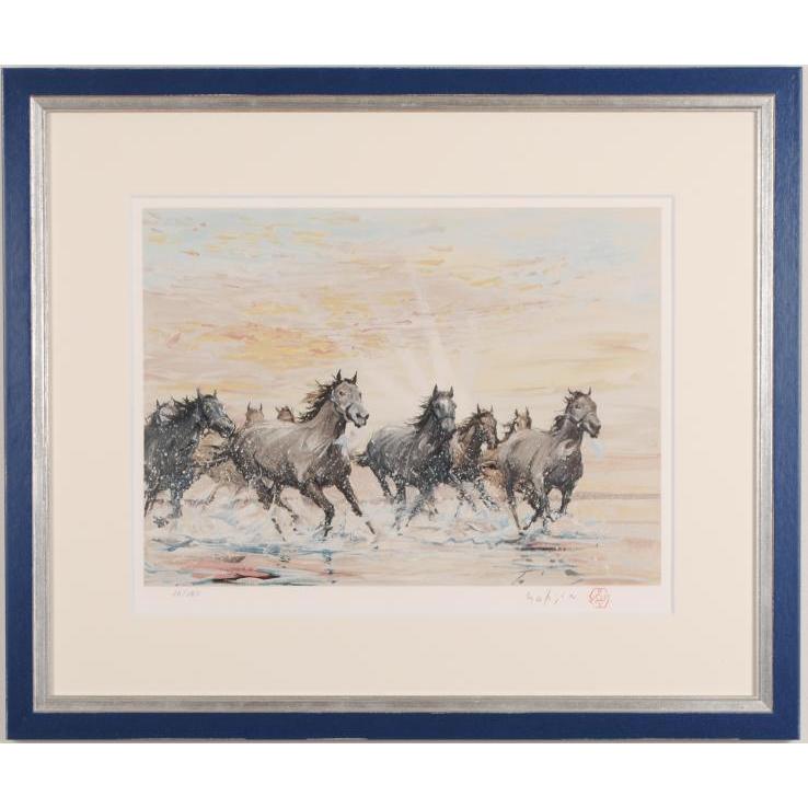 中畑艸人 採光群馬 馬 絵画 リトグラフ 版画 インテリア プレゼント