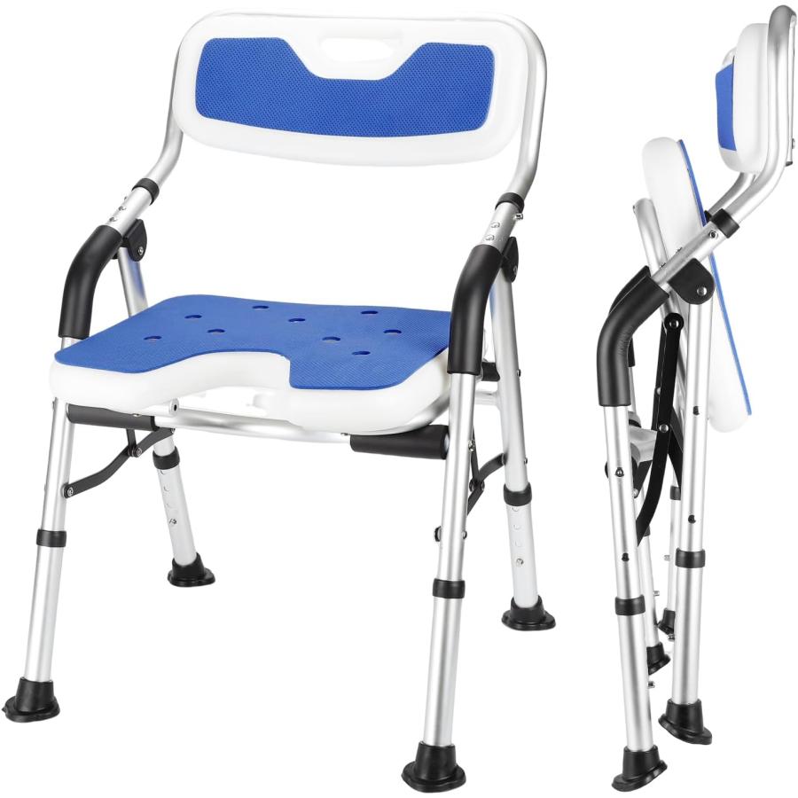 お風呂椅子 介護用 折りたたみ収納 U型座面 耐荷重150kg DEWEL