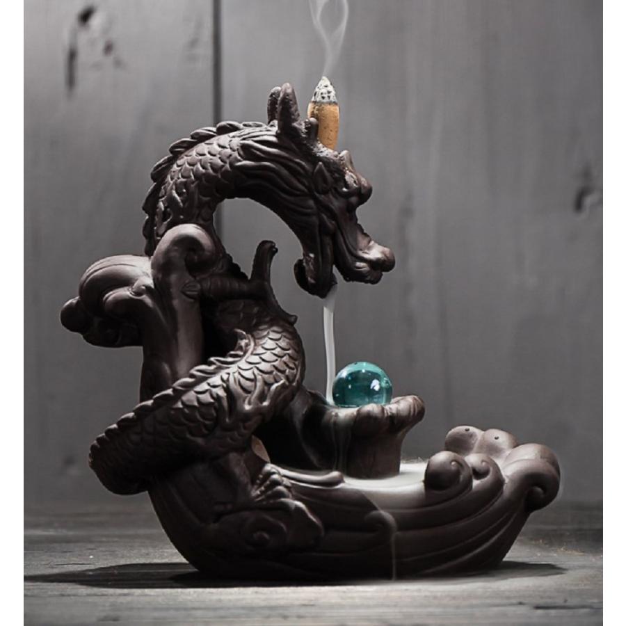 お香 お香立て 香炉 おしゃれ 倒流香 龍の置物 インテリア 置物 陶器