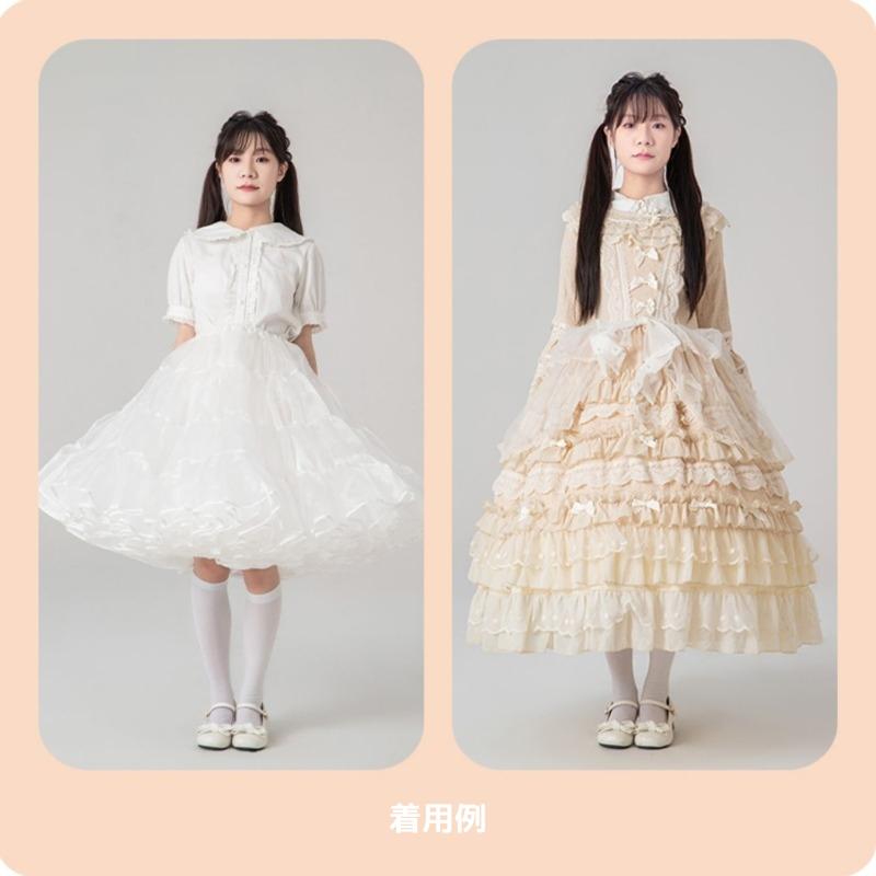 ボリューム パニエ ロリィタ ロング 60cm スカート ワイヤーなし 白