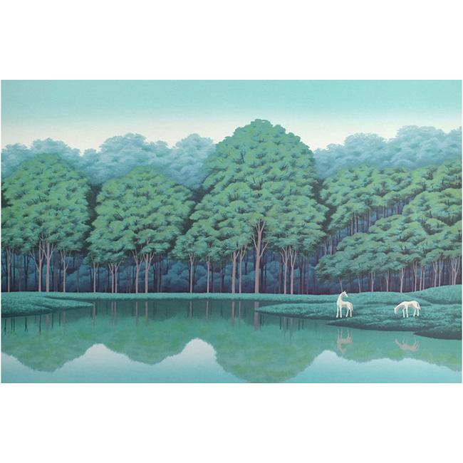 絵画 国武久巳・蒼い湖畔 アート インテリア 風景画 : 絵画生活 - 通販