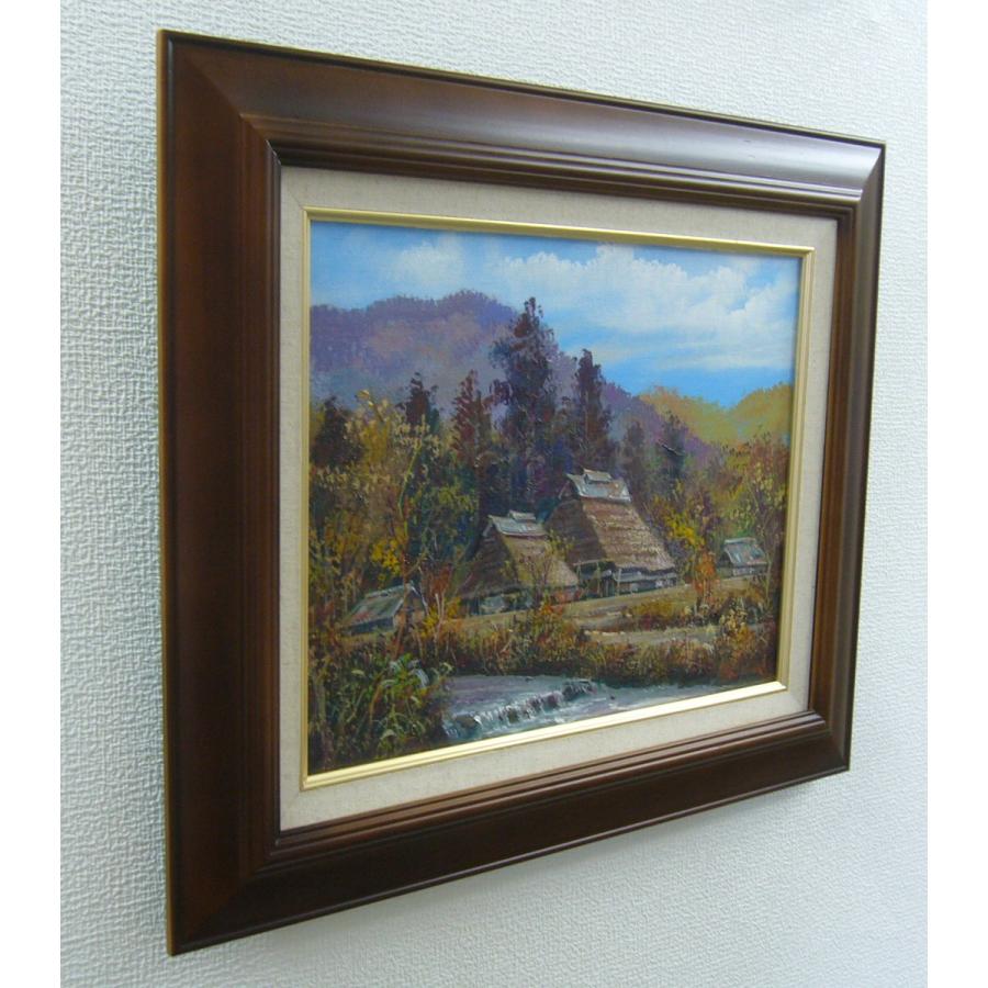 竹内敏彦 絵画 油絵 肉筆油絵 風景画 山麓の民家 F6 送料無料 : アート
