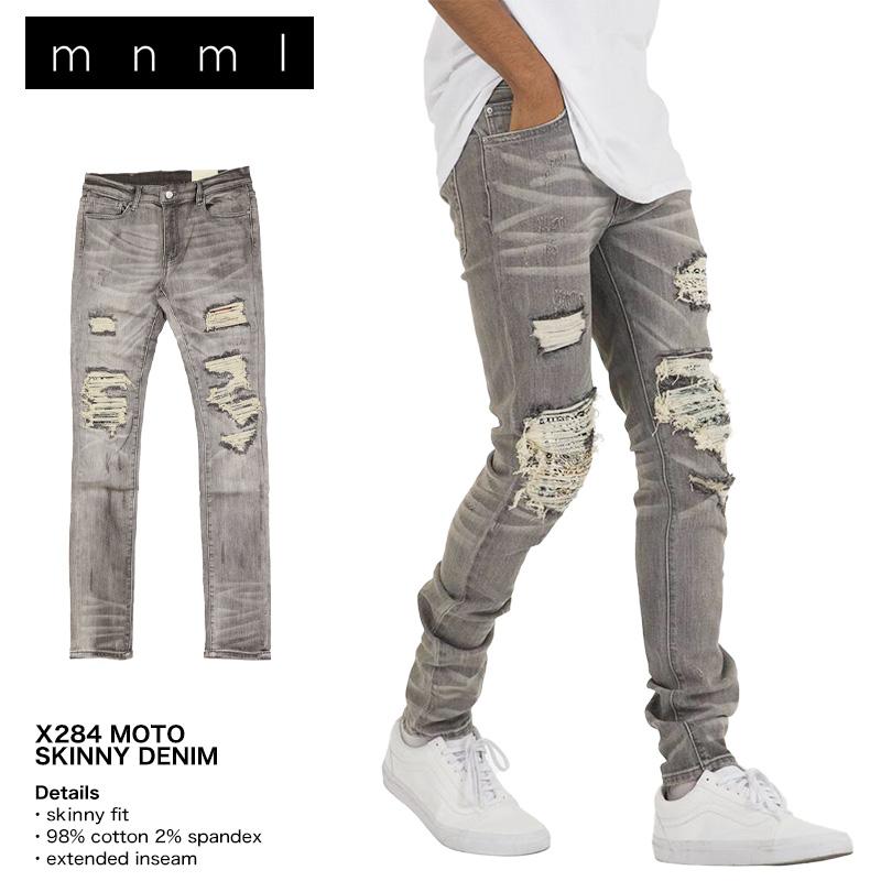 mnml（ミニマル） 爆買 デニムパンツ スキニー ダメージ メンズ