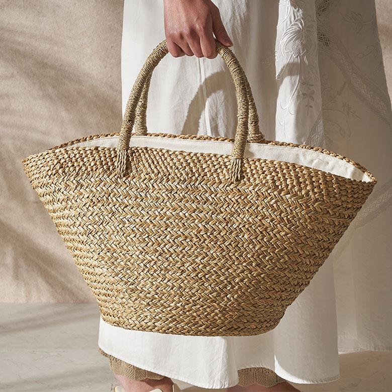 かごバッグ a4 トートバッグ 軽量 舟形トートバッグ 巾着付き パーム