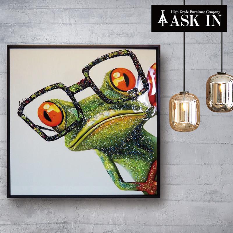 クリスタルアート アマガエル326 アートパネル 51x51cm 写真 おしゃれ