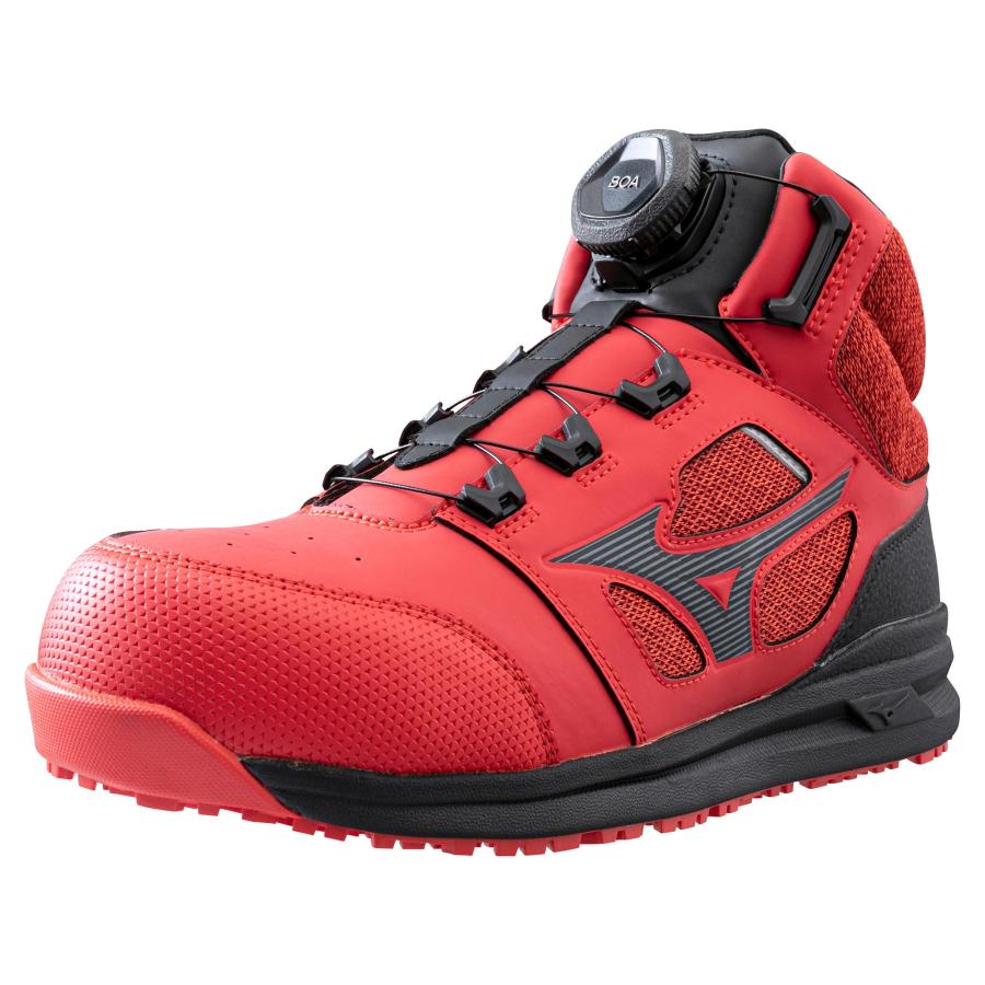 ミズノ オールマイティLSII73M BOA レッド×ブラック F1GA220362 安全靴