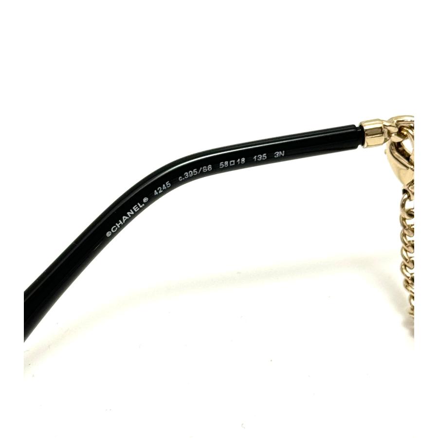 未使用 シャネル CHANEL ロゴ ラウンド シェイプ チェーン サングラス