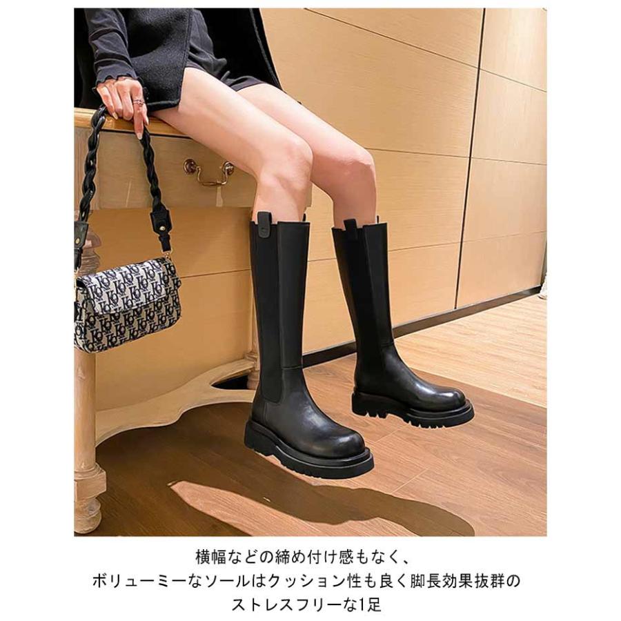 5cm 新作 ブーツ ストレッチ 8cm 脚長 軽量 細見え ロングブーツ 40代