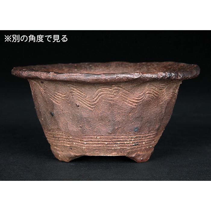 盆栽鉢 「東福寺手びねり線波文丸鉢」 植木鉢 初代 平安東福寺 登窯 4