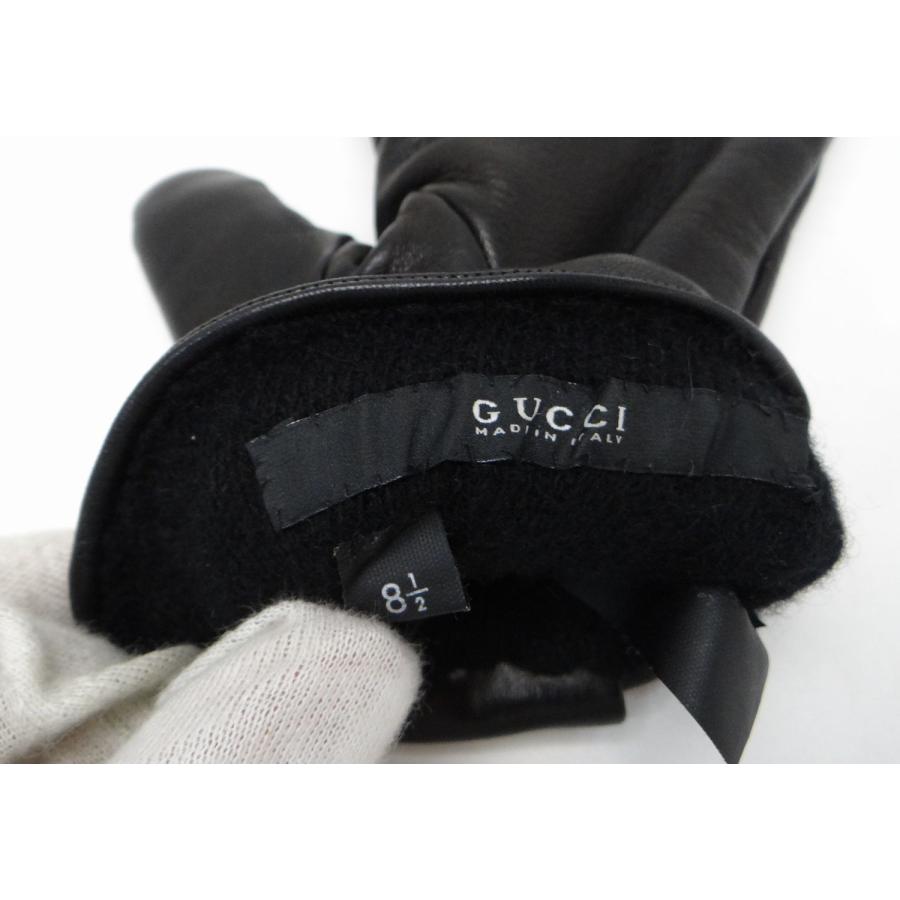 GUCCI（グッチ） 紋章 クレスト レザー グローブ 手袋 ＃8 1/2