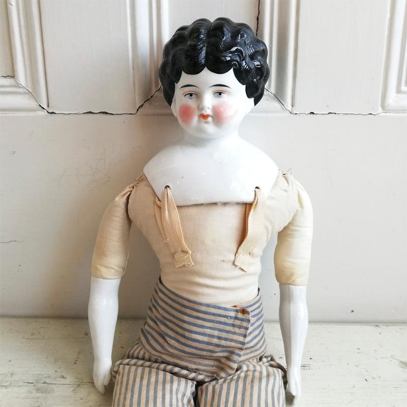 ジャーマン チャイナヘッドドール ラージ ドイツアンティーク : BAU