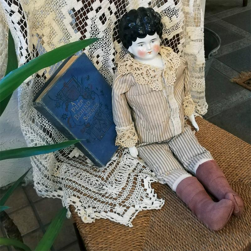 ジャーマン チャイナヘッドドール ラージ ドイツアンティーク : BAU