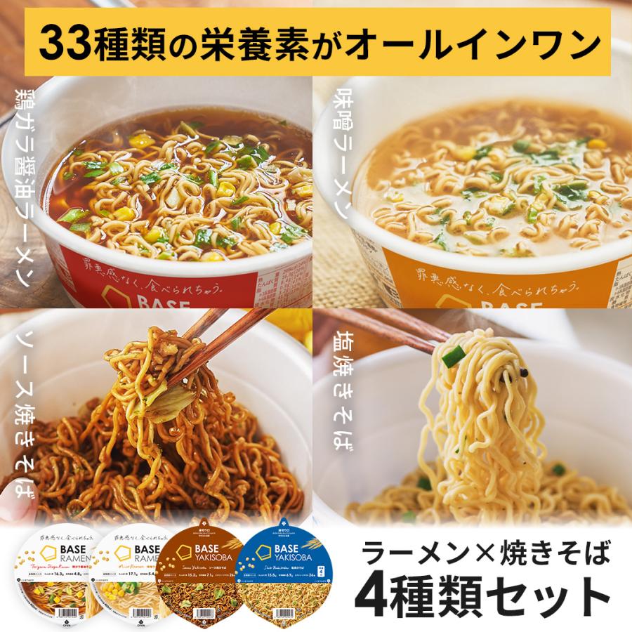 BASE FOOD（ベースフード） 焼きそば＆ラーメン 4種8個セット【ソース